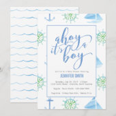 Watercolor Zeeman Baby Shower Jongen Kaart (Voorkant / Achterkant)