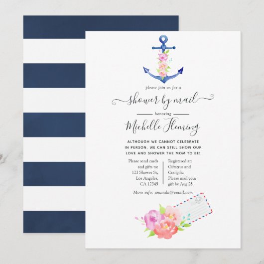 Watercolor Zeemansbabyfeest per post Kaart (Voorkant / Achterkant)