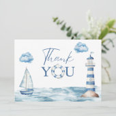 Watercolor Zeemansbabyfeestje Bedankkaart (Staand voorkant)