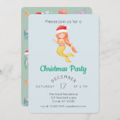 Watercolor Zeemeermin Kerstfeestje Kaart (Voorkant / Achterkant)
