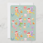 Watercolor Zeemeermin Kerstfeestje Kaart (Achterkant)