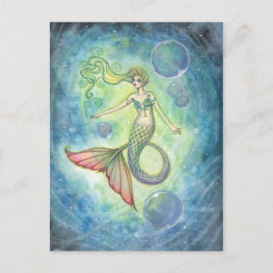Watercolor Zeemeermin Kunst Ansichtkaart door Moll Briefkaart