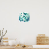 Watercolor Zeemeermin Muur Kunst Posters (Keuken)