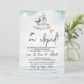 Watercolor Zeemeeuwen Strand Bruiloft Elopement Kaart (Staand voorkant)