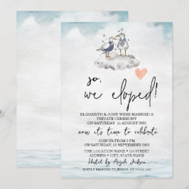 Watercolor Zeemeeuwen Strand Bruiloft Elopement Kaart