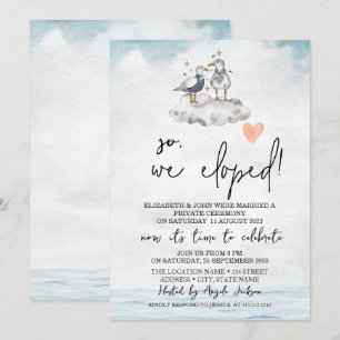 Watercolor Zeemeeuwen Strand Bruiloft Elopement   Kaart