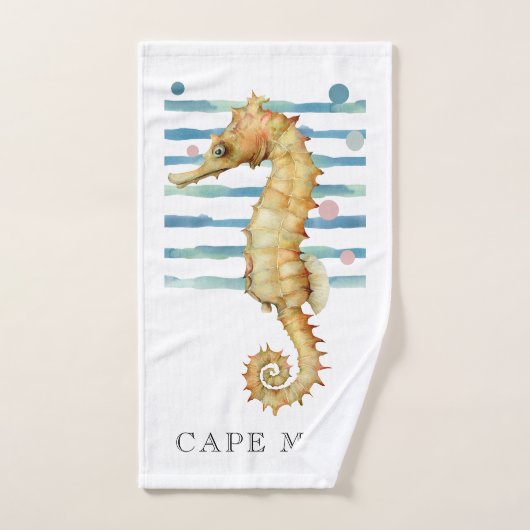WATERCOLOR ZEEPAARD, STRANDPLAATS, CAPE MAY HANDDOEK (Handdoek)