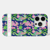 Watercolor Zeepaarden met Monogram Case-Mate iPhone Case (Achterkant (horizontaal))