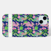 Watercolor Zeepaarden met Monogram Case-Mate iPhone Case (Achterkant (horizontaal))