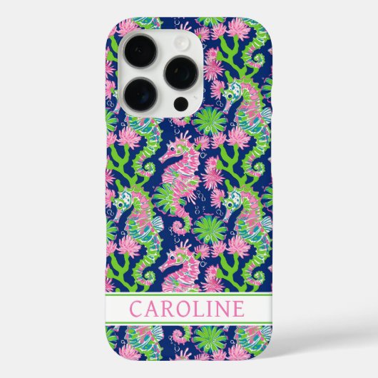 Watercolor Zeepaarden met Monogram  Case-Mate iPhone Case (Achterkant)