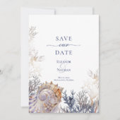 Watercolor Zeeschelp Koraal Bruiloft Save the Date (Voorkant)