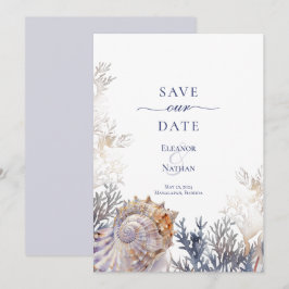 Watercolor Zeeschelp Koraal Bruiloft Save the Date