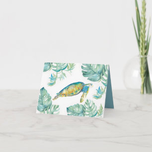 Watercolor Zeeschildpad met Monstera Palmbladeren Bedankkaart
