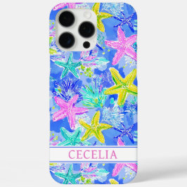Watercolor Zeester met Initialen iPhone 16 Pro Max Hoesje