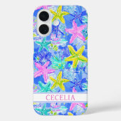 Watercolor Zeester Monogram Case-Mate iPhone Case (Achterkant)