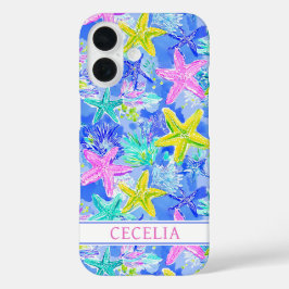 Watercolor Zeester Monogram iPhone 16 Hoesje