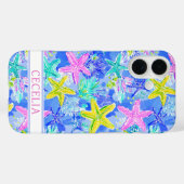 Watercolor Zeester Monogram Case-Mate iPhone Case (Achterkant (horizontaal))