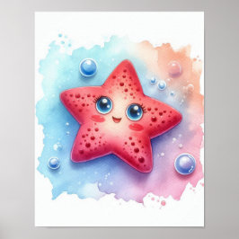 Watercolor Zeester Poster