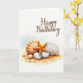 Watercolor Zeester Verjaardagskaart Kaart (Gele Bloem)