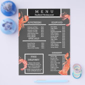 Watercolor Zeevruchten Krab Grill Restaurant Menu (Enkel)