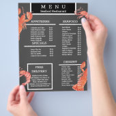 Watercolor Zeevruchten Krab Grill Restaurant Menu (Hand)