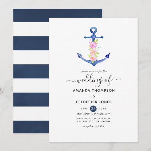 Watercolor Zeewedding Kaart (Voorkant / Achterkant)