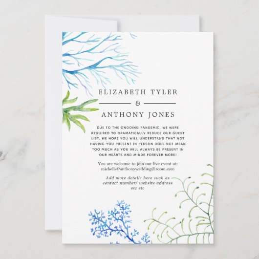 Watercolor Zeewier Bruiloft Beperkte Gastlijst Aankondiging (Voorkant)