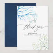 Watercolor Zeewier Strand Bruiloft Feest Bedankkaart (Voorkant / Achterkant)