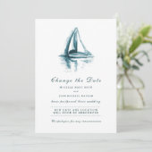 Watercolor Zeilboot Datum Wijzigen Kaart (Staand voorkant)