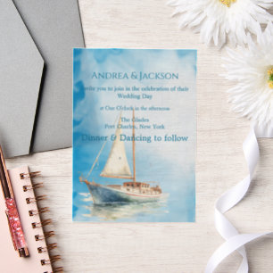 Watercolor Zeilboot Huwelijk Vellum Uitnodigingen