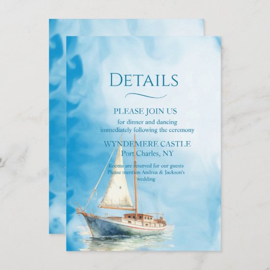 Watercolor Zeilboot Informatiekaartje (Voorkant / Achterkant)