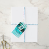 Watercolor Zeilboot Palmbomen & Lichtslingers Cadeaulabel (Met Touw)