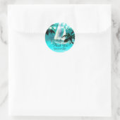 Watercolor Zeilboot Palmbomen & Lichtslingers Ronde Sticker (Tas)