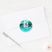 Watercolor Zeilboot Palmbomen & Lichtslingers Ronde Sticker (Envelop)