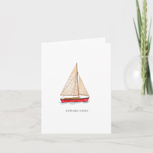 Watercolor Zeilboot Vouwkaart Bedankt (Voorkant)
