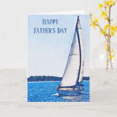 Watercolor Zeilboot Zalig Vaderdag Kaart (Gele Bloem)