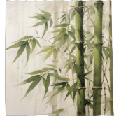 Watercolor Zen Bamboe Harmonie Douchegordijn (Voorkant)