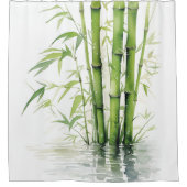 Watercolor Zen Bamboe Harmonie Douchegordijn (Voorkant)