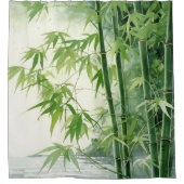 Watercolor Zen Bamboe Harmonie Douchegordijn (Voorkant)