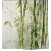 Watercolor Zen Bamboe Harmonie Douchegordijn (Voorkant)