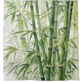 Watercolor Zen Bamboe Harmonie Douchegordijn (Voorkant)