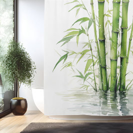 Watercolor Zen Bamboe Harmonie Douchegordijn