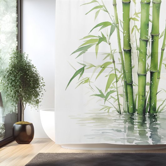 Watercolor Zen Bamboe Harmonie Douchegordijn
