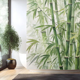 Watercolor Zen Bamboe Harmonie Douchegordijn