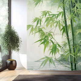 Watercolor Zen Bamboe Harmonie Douchegordijn