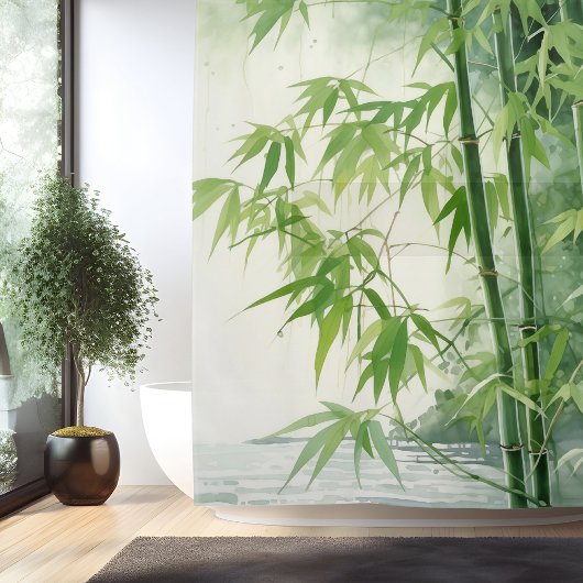 Watercolor Zen Bamboe Harmonie Douchegordijn