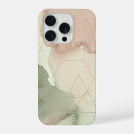 Watercolor Zeshoek Kaart Abstracte Geografie Kunst iPhone 15 Pro Case