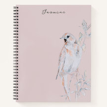 Watercolor Zingende Nachtegaal Spiraal Notebook