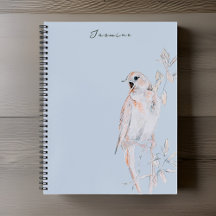 Watercolor Zingende Nachtegaal Spiraal Notebook