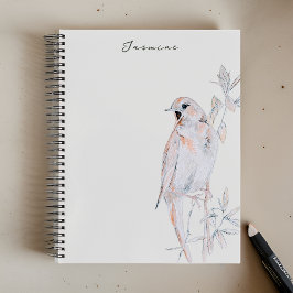Watercolor Zingende Nachtegaal Spiraal Notebook Notitieboek
